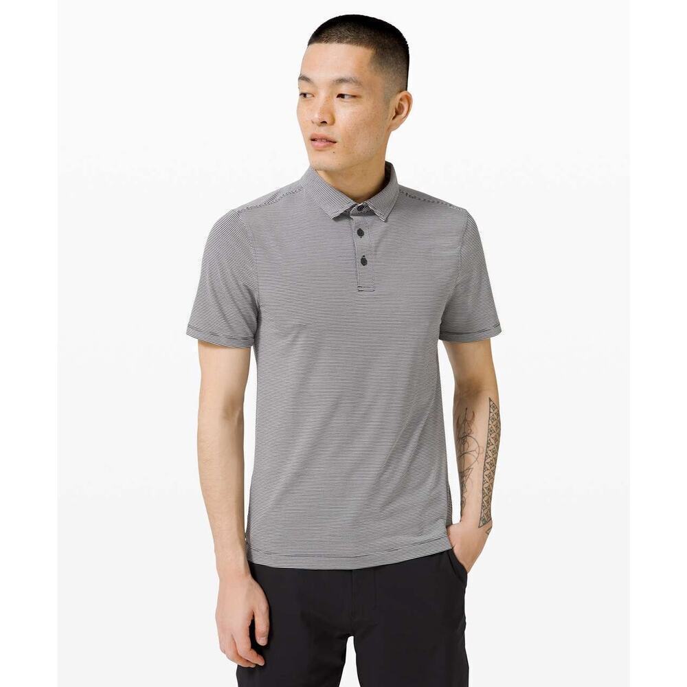 Lululemon Evolution Polo Tonka Stripe Obsidian Vapor Men's‎ Size XL